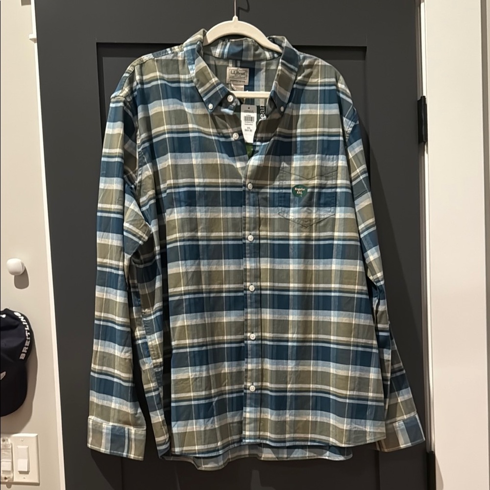 L. L Bean Men's Blue Plaid Shirt